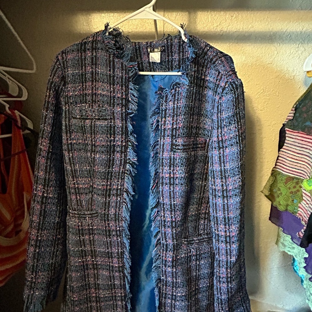 Women's size 10 Blue and Pink Tweed Jacket